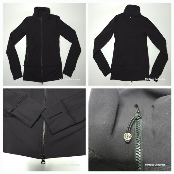 Lululemon Women’s Size 2 Nice Asana Black Full Zip Jacket W/ Thumbholes Pockets - Picture 1 of 11